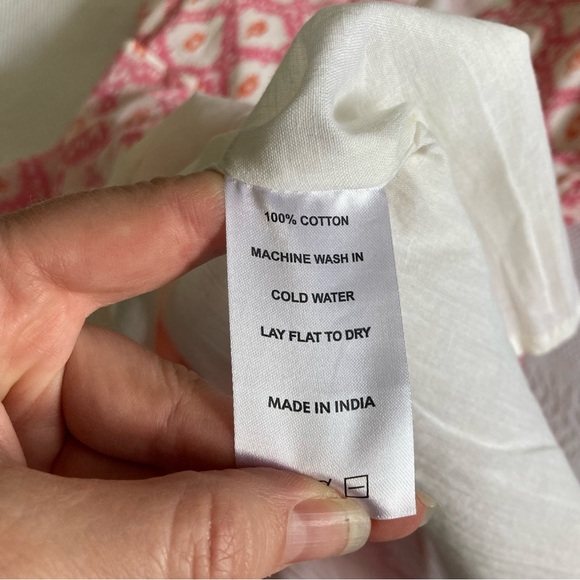 Marea Collette shortie dress pink white resort 100% cotton India size S - Picture 10 of 13